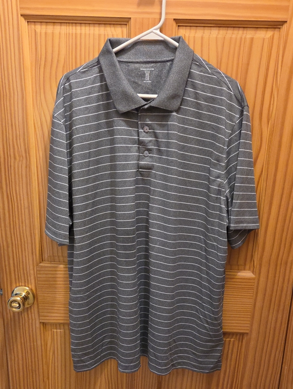 Amazon Essentials Gray Striped Polo Shirt